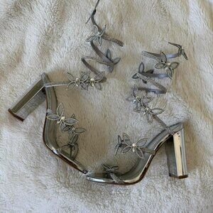 Women's Silver and Grey Footwear